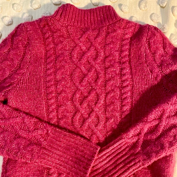 Halogen X Atlantic-Pacific Pink Cable Knit Sweater - Picture 3 of 5
